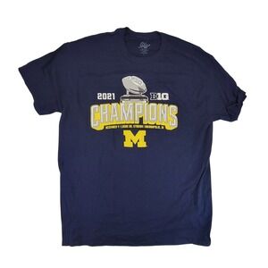 Michigan Wolverines 2021 Big Ten Champions Football T Shirt Mens L Blue